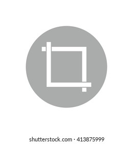 White crop vector icon. Gray circle. Gray button