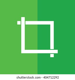 White crop vector icon. Green background