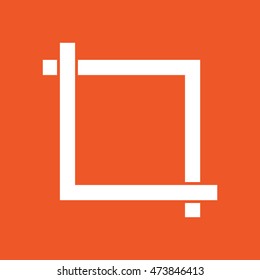 White crop vector icon. Orange background