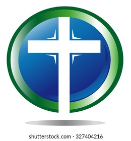 White cross in a blue and green sphere