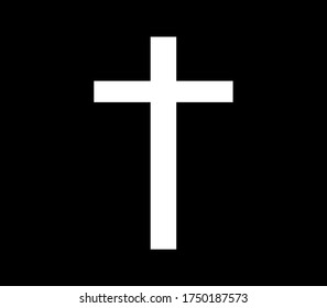 White cross Catholic template on black background