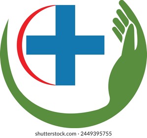 A white cross enclosed in a green circle, symbolizing healthcare and wellness, universally recognized as a sign of medical facilities and services.