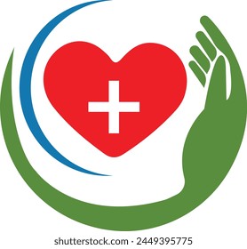 A white cross enclosed in a green circle, symbolizing healthcare and wellness, universally recognized as a sign of medical facilities and services.