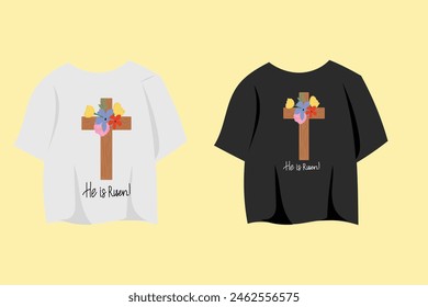 white cross with floral leaf. apparel tshirt design
