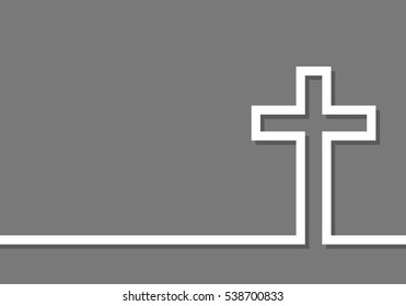 White cross icon. Vector illustration. White crosses in line design on gray background. Simple Christian cross sign.