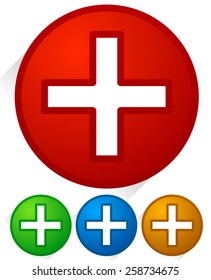 White Cross Icons with Diagonal Shadows