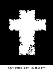 White Cross of ink spots. Vector