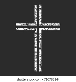 White cross on black grunge background