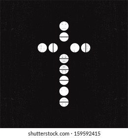 White cross on grunge background  Vector illustration
