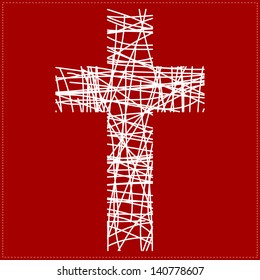 white cross on red background