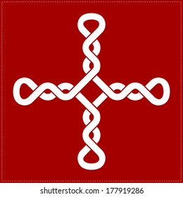 White cross on red background