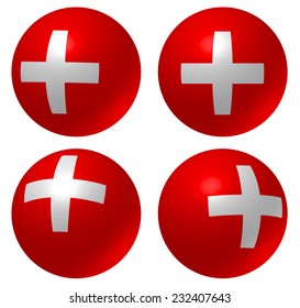 White cross on red balls - White cross on red spheres