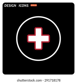 The white cross in a red stroke. icon. vector design