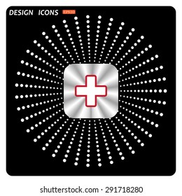 The white cross in a red stroke. icon. vector design