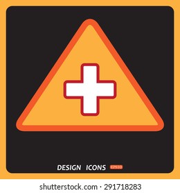 The white cross in a red stroke. icon. vector design