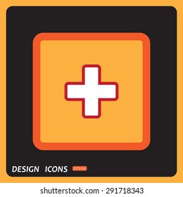 The white cross in a red stroke. icon. vector design