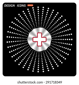 The white cross in a red stroke. icon. vector design