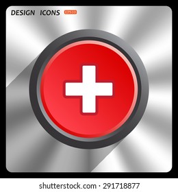 The white cross in a red stroke. icon. vector design