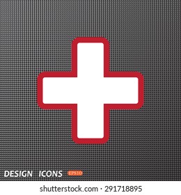 The white cross in a red stroke. icon. vector design