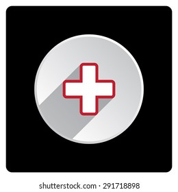 The white cross in a red stroke. icon. vector design