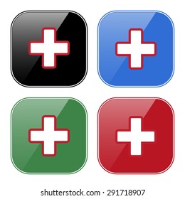 The white cross in a red stroke. icon. vector design