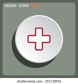 The white cross in a red stroke. icon. vector design