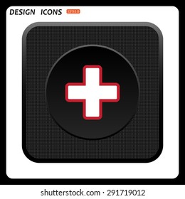 The white cross in a red stroke. icon. vector design