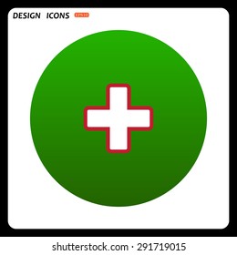 The white cross in a red stroke. icon. vector design
