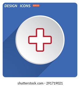 The white cross in a red stroke. icon. vector design