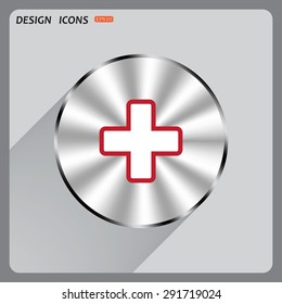 The white cross in a red stroke. icon. vector design