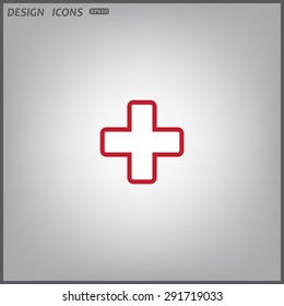 The white cross in a red stroke. icon. vector design