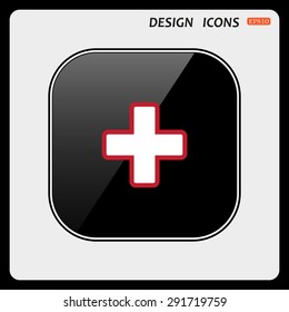 The white cross in a red stroke. icon. vector design