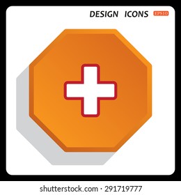 The white cross in a red stroke. icon. vector design