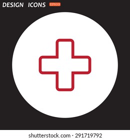 The white cross in a red stroke. icon. vector design