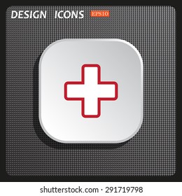 The white cross in a red stroke. icon. vector design