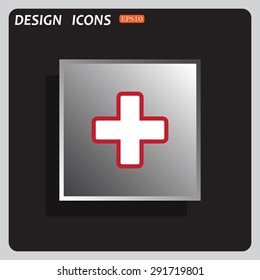 The white cross in a red stroke. icon. vector design
