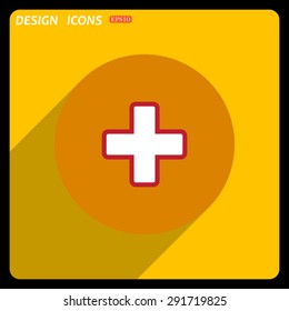 The white cross in a red stroke. icon. vector design