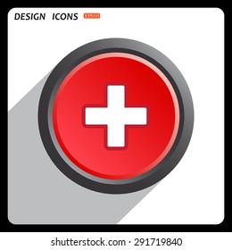 The white cross in a red stroke. icon. vector design