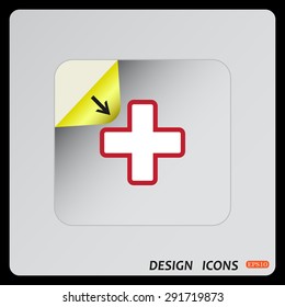 The white cross in a red stroke. icon. vector design