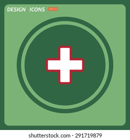 The white cross in a red stroke. icon. vector design