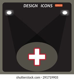 The white cross in a red stroke. icon. vector design