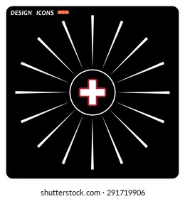 The white cross in a red stroke. icon. vector design