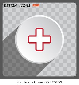 The white cross in a red stroke. icon. vector design