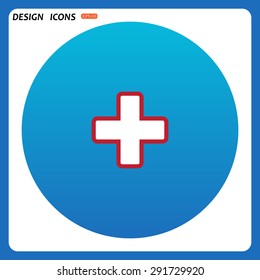 The white cross in a red stroke. icon. vector design