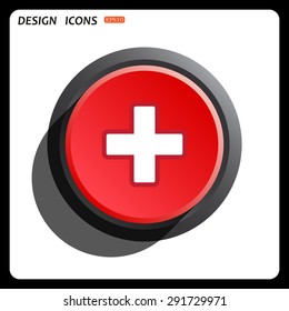 The white cross in a red stroke. icon. vector design