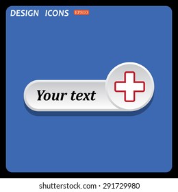 The white cross in a red stroke. icon. vector design