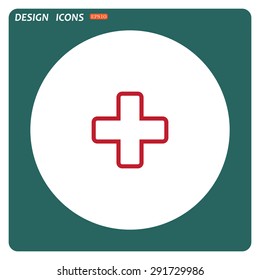 The white cross in a red stroke. icon. vector design