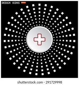 The white cross in a red stroke. icon. vector design