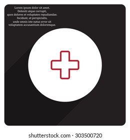 The white cross in a red stroke. icon. vector design
