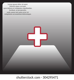 The white cross in a red stroke. icon. vector design